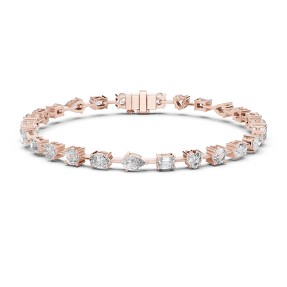 925 Silver Mixed Cut Moissanite Tennis Bracelet 14K Gold Plated