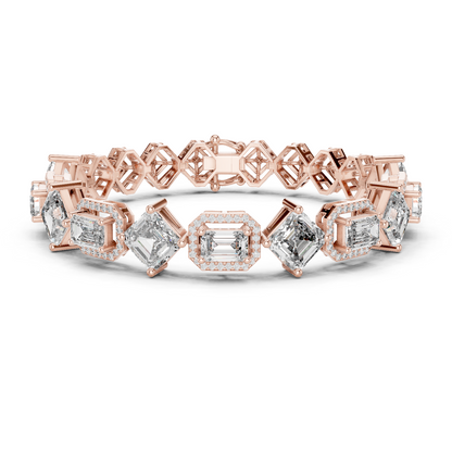RKC 925 Sterling Silwer 0.39Ct Moissanite Damesarmband 14K Geelgoud Vergulde Wt 11.50gm