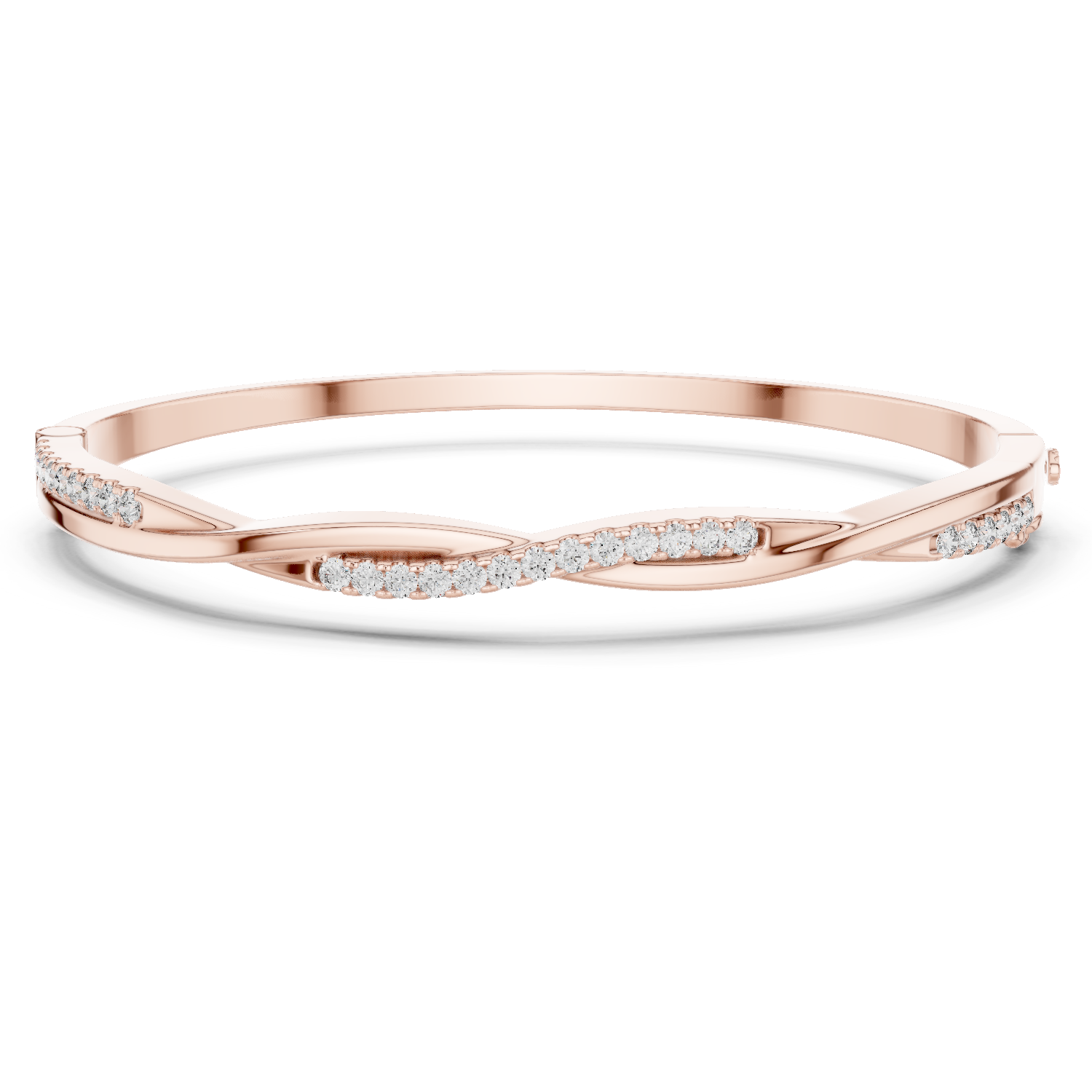 925 Silver Moissanite Twisted Bangle Bracelet 14K Gold Plated