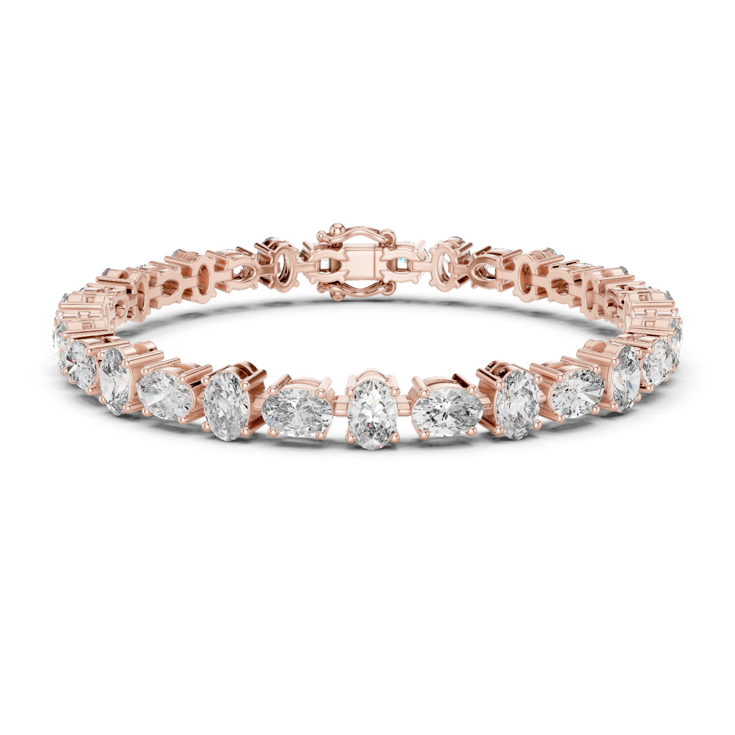 925 Silver Alternating Oval-Cut Moissanite Tennis Bracelet 14K Gold Plated