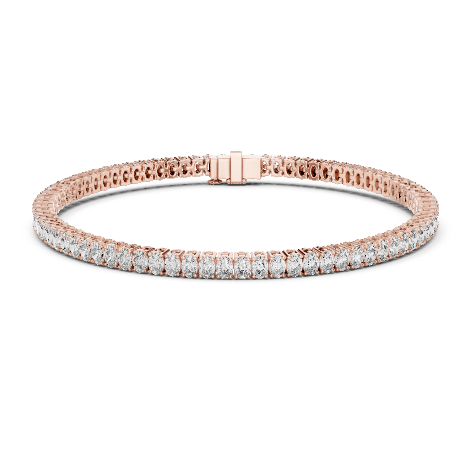 925 Silver Oval Cut Moissanite Tennis Bracelet 14K Gold Plated