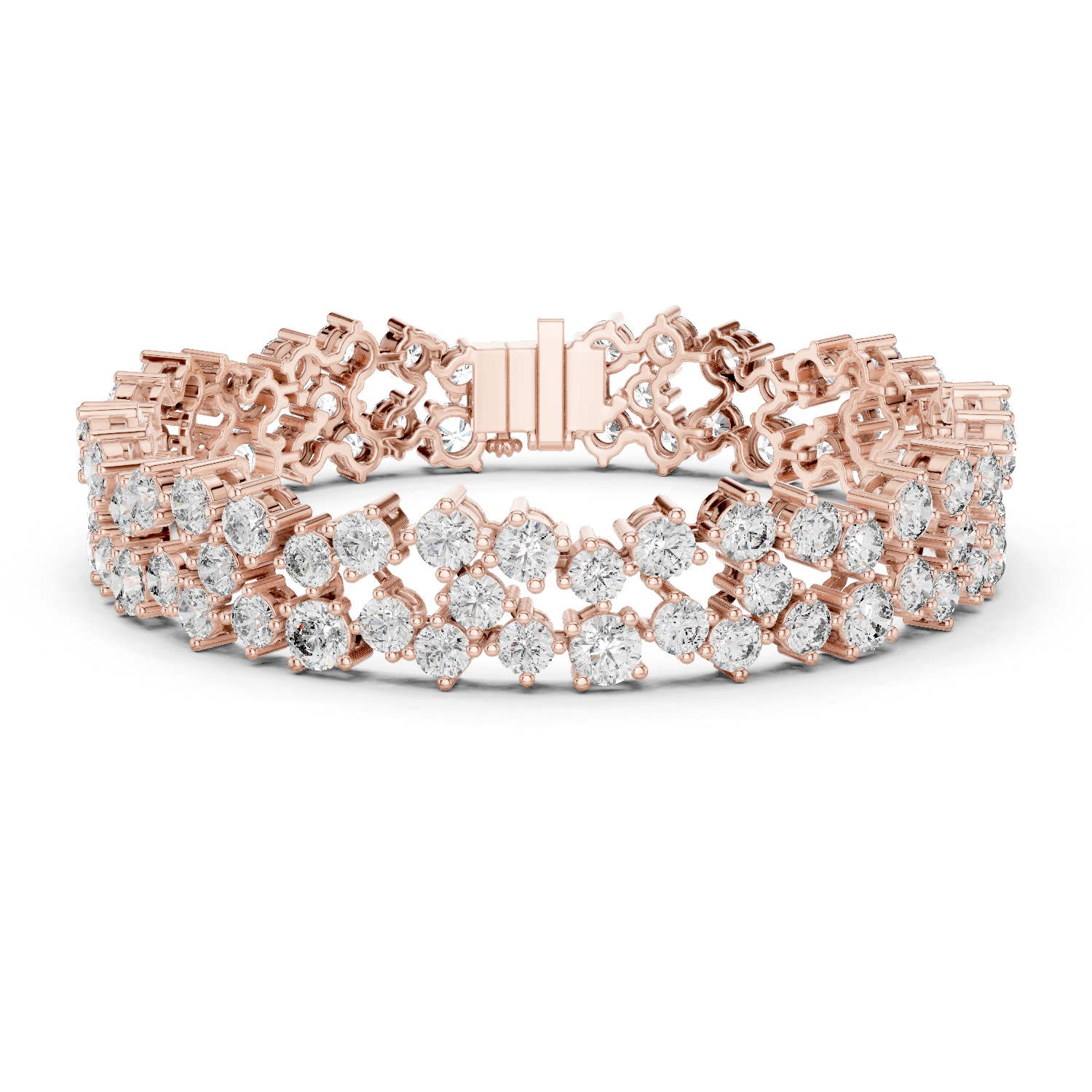 925 Silver Round Moissanite Tennis Bracelet 14K Gold Plated