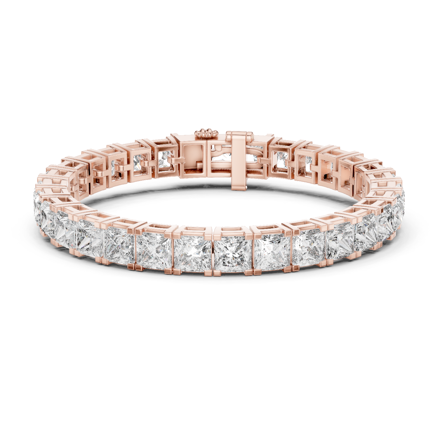 Princess Cut Moissanite Tennis Bracelet in 925 Silver – 14k Gold Finish