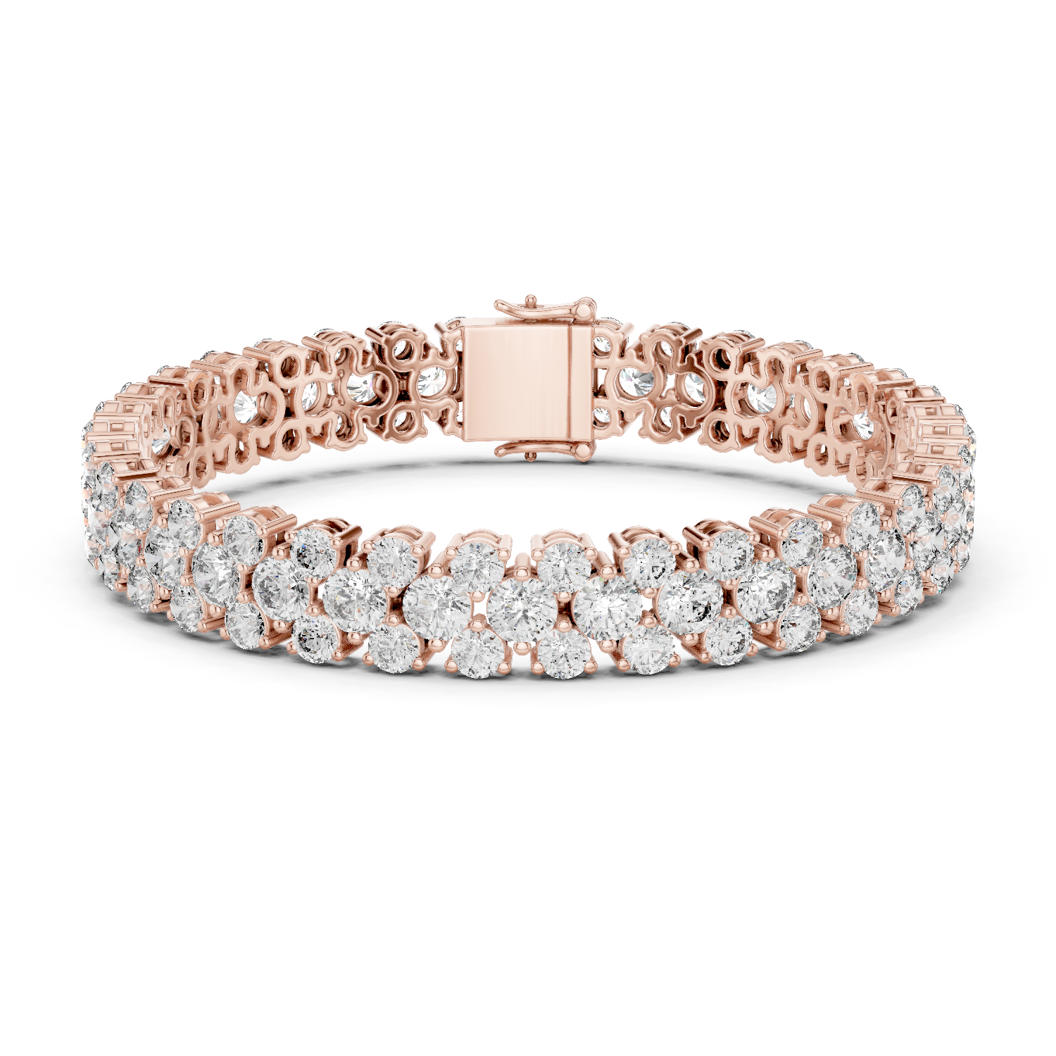 925 Silver Floral Cluster Moissanite Tennis Bracelet 14K Gold Plated