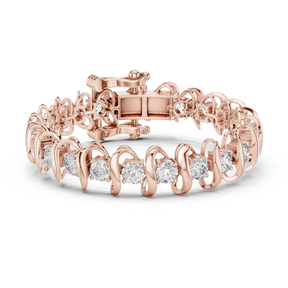 925 Silver Swirl Link Moissanite Tennis Bracelet – 14K Gold Plated