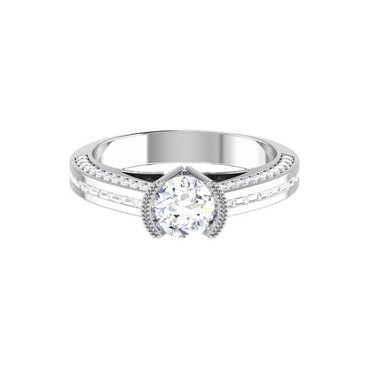 RKC 925 Sterling Silber 1,34 ct Moissanit Ring als Geschenk für Sie, 14 Karat Weißgold vergoldet, Gewicht 3,6 g, Breite 6 mm