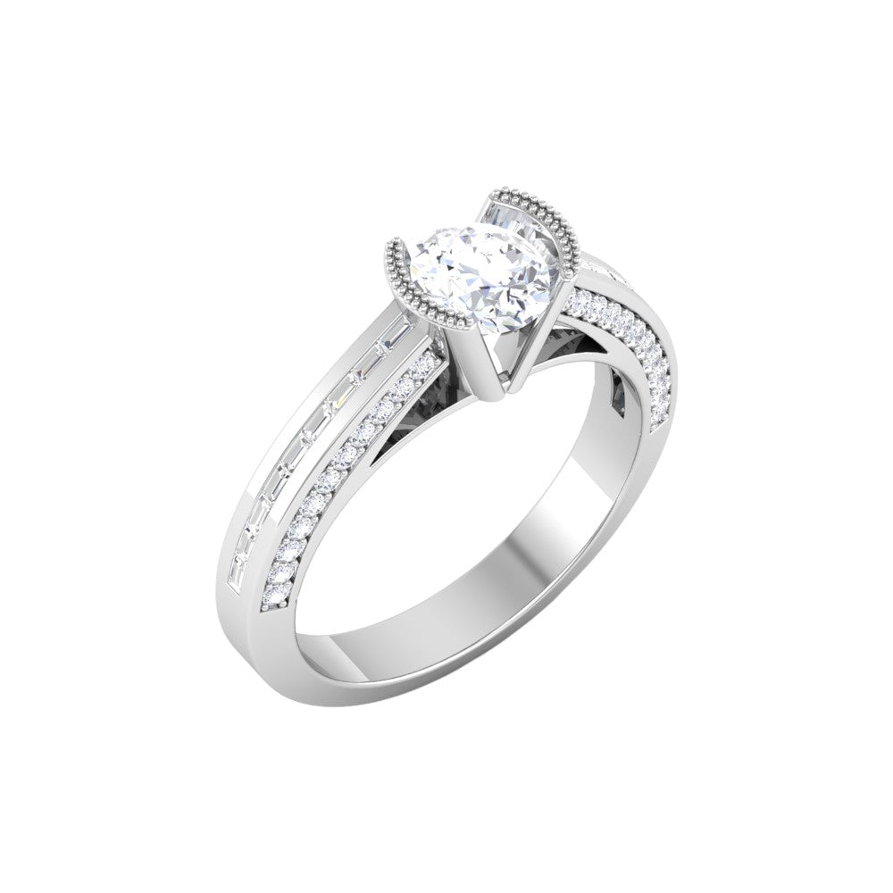 RKC 925 Sterling Silber 1,34 ct Moissanit Ring als Geschenk für Sie, 14 Karat Weißgold vergoldet, Gewicht 3,6 g, Breite 6 mm