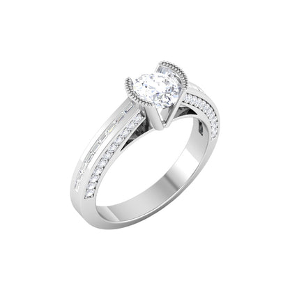 RKC 925 Sterling Silber 1,34 ct Moissanit Ring als Geschenk für Sie, 14 Karat Weißgold vergoldet, Gewicht 3,6 g, Breite 6 mm
