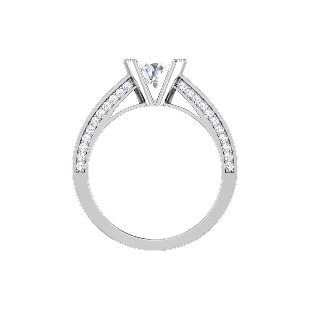 RKC 925 Sterling Silber 1,34 ct Moissanit Ring als Geschenk für Sie, 14 Karat Weißgold vergoldet, Gewicht 3,6 g, Breite 6 mm