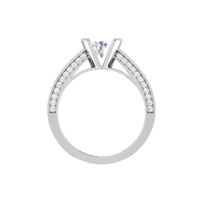 RKC 925 Sterling Silber 1,34 ct Moissanit Ring als Geschenk für Sie, 14 Karat Weißgold vergoldet, Gewicht 3,6 g, Breite 6 mm