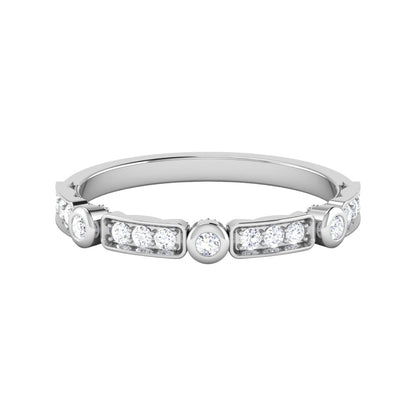 RKC Damen-Ehering aus 925er-Sterlingsilber, rund, Moissanit, 14 Karat Weißgold plattiert, halbe Ewigkeit, Gewicht: 1,5 g, Breite: 2,93 mm