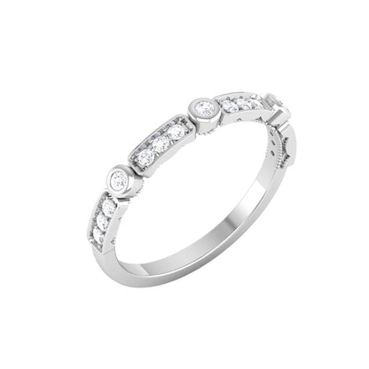 RKC Damen-Ehering aus 925er-Sterlingsilber, rund, Moissanit, 14 Karat Weißgold plattiert, halbe Ewigkeit, Gewicht: 1,5 g, Breite: 2,93 mm