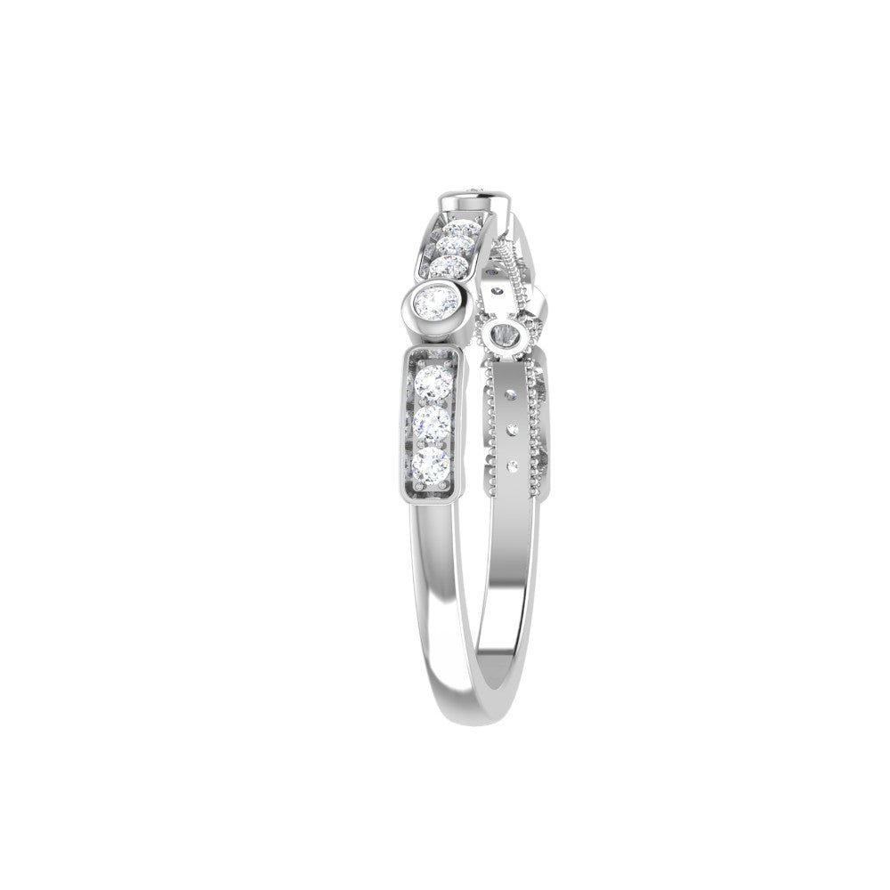 RKC Damen-Ehering aus 925er-Sterlingsilber, rund, Moissanit, 14 Karat Weißgold plattiert, halbe Ewigkeit, Gewicht: 1,5 g, Breite: 2,93 mm