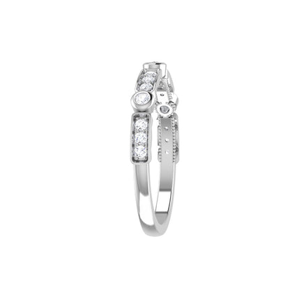 RKC Damen-Ehering aus 925er-Sterlingsilber, rund, Moissanit, 14 Karat Weißgold plattiert, halbe Ewigkeit, Gewicht: 1,5 g, Breite: 2,93 mm