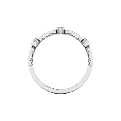 RKC Damen-Ehering aus 925er-Sterlingsilber, rund, Moissanit, 14 Karat Weißgold plattiert, halbe Ewigkeit, Gewicht: 1,5 g, Breite: 2,93 mm