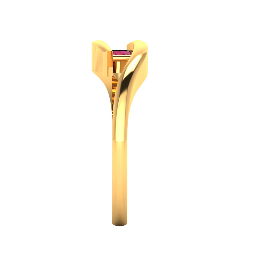 RKC Damen-Bypass-Ring, rund, CZ, roter Rubin, 14 Karat Gelbgold plattiert, 925er Sterlingsilber, Gewicht 2,8 g, Breite 1,8 mm