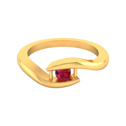 RKC Damen-Bypass-Ring, rund, CZ, roter Rubin, 14 Karat Gelbgold plattiert, 925er Sterlingsilber, Gewicht 2,8 g, Breite 1,8 mm