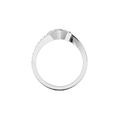 RKC Runder Moissanit-Bypass-Verlobungsring aus 925er-Sterlingsilber mit 14-Karat-Weißgoldbeschichtung, Gewicht 3,2 g, Breite 1,41 mm