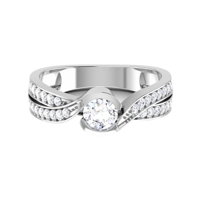 RKC 925 Sterling Silber Moissanit Bypass Verlobungsring 14K Weißgold vergoldet, Gewicht 3,1 g, Breite 6,51 mm