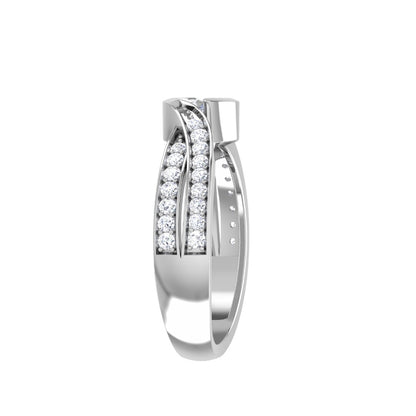 RKC 925 Sterling Silber Moissanit Bypass Verlobungsring 14K Weißgold vergoldet, Gewicht 3,1 g, Breite 6,51 mm