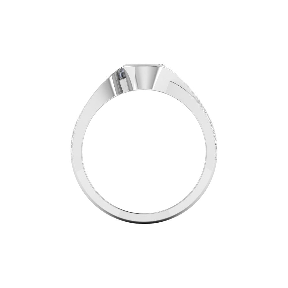 RKC 925 Sterling Silber Moissanit Bypass Verlobungsring 14K Weißgold vergoldet, Gewicht 3,1 g, Breite 6,51 mm