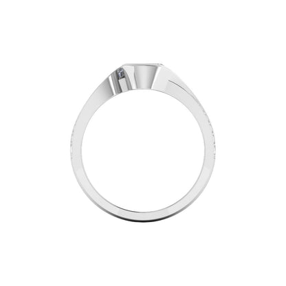 RKC 925 Sterling Silber Moissanit Bypass Verlobungsring 14K Weißgold vergoldet, Gewicht 3,1 g, Breite 6,51 mm