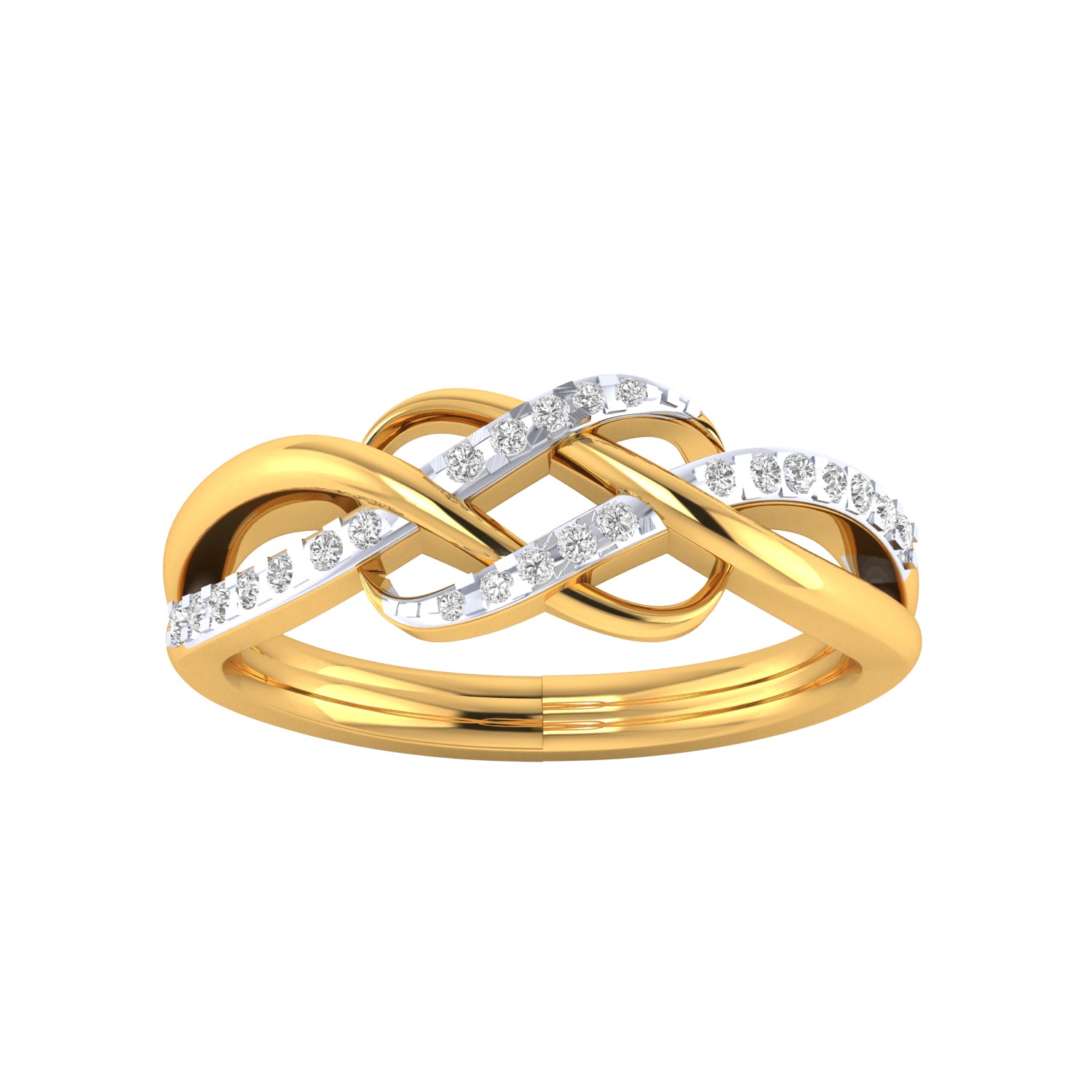 RKC 925 Silber Moissanit Infinite Love Ring 14K Gelbgold vergoldet Damenring Gewicht 3 g Breite 2,6 mm