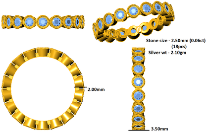 RKC 1,12 Karat Rundschliff-Moissanit-Verlobungsring, 925er Silber, Gelbgold vergoldet, für Damen oder Herren, Gewicht 2,10 g und Breite 3,50 mm
