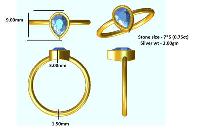 Anello nuziale solitario in moissanite con taglio a pera RKC per lei Anello di promessa in argento 925 placcato in oro rosa 14 carati Peso 2 g