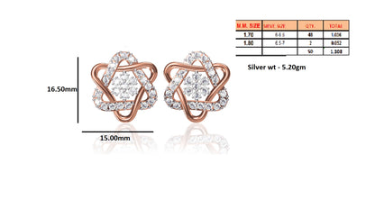 RKC Damen-Ohrstecker aus 925er-Sterlingsilber mit Schraubverschluss, 14-Karat-Rose, Produktgewicht: 5,20 GM, Höhe: 16,50 mm
