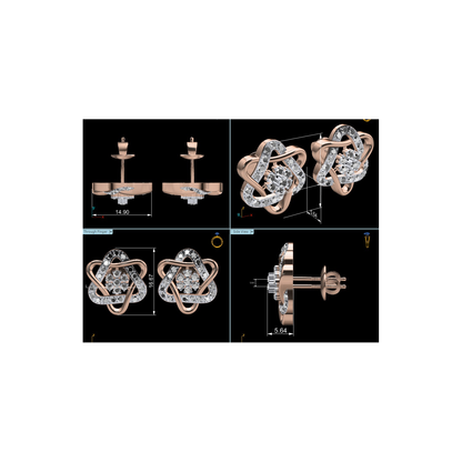 RKC Damen-Ohrring aus 925er-Sterlingsilber, gedreht, 14 Karat Gelb, über 5,20 g, Höhe 16,50 mm