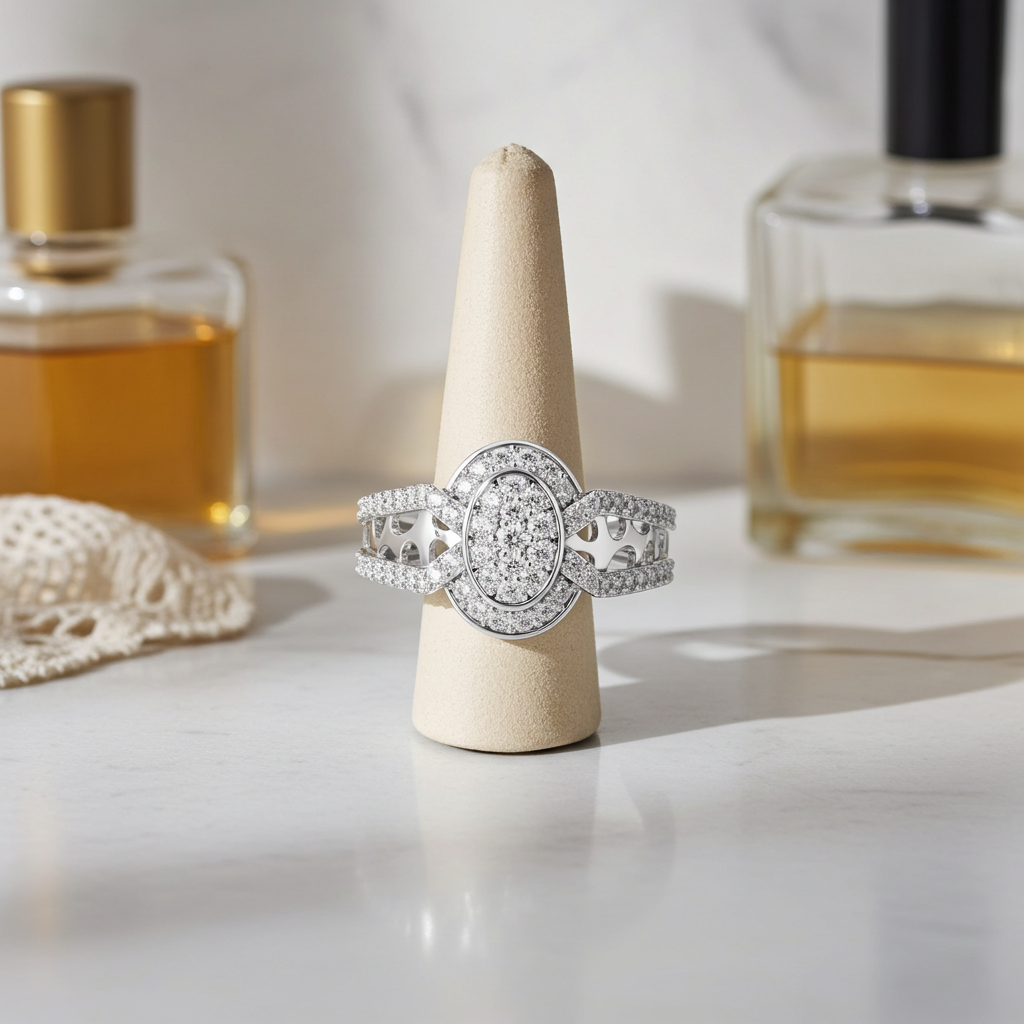 925 Silver Moissanite Geometric Triangle Ring 14k Gold Plated