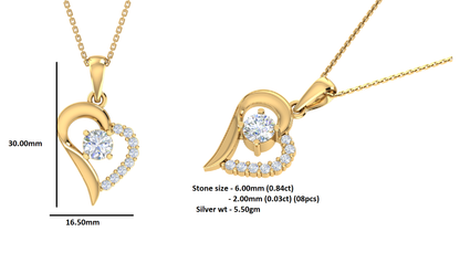 RKC Rose Gold Moissanite Heart Pendant With Link Chain Gift For Girls 925 Silver Weight 5.50 gm