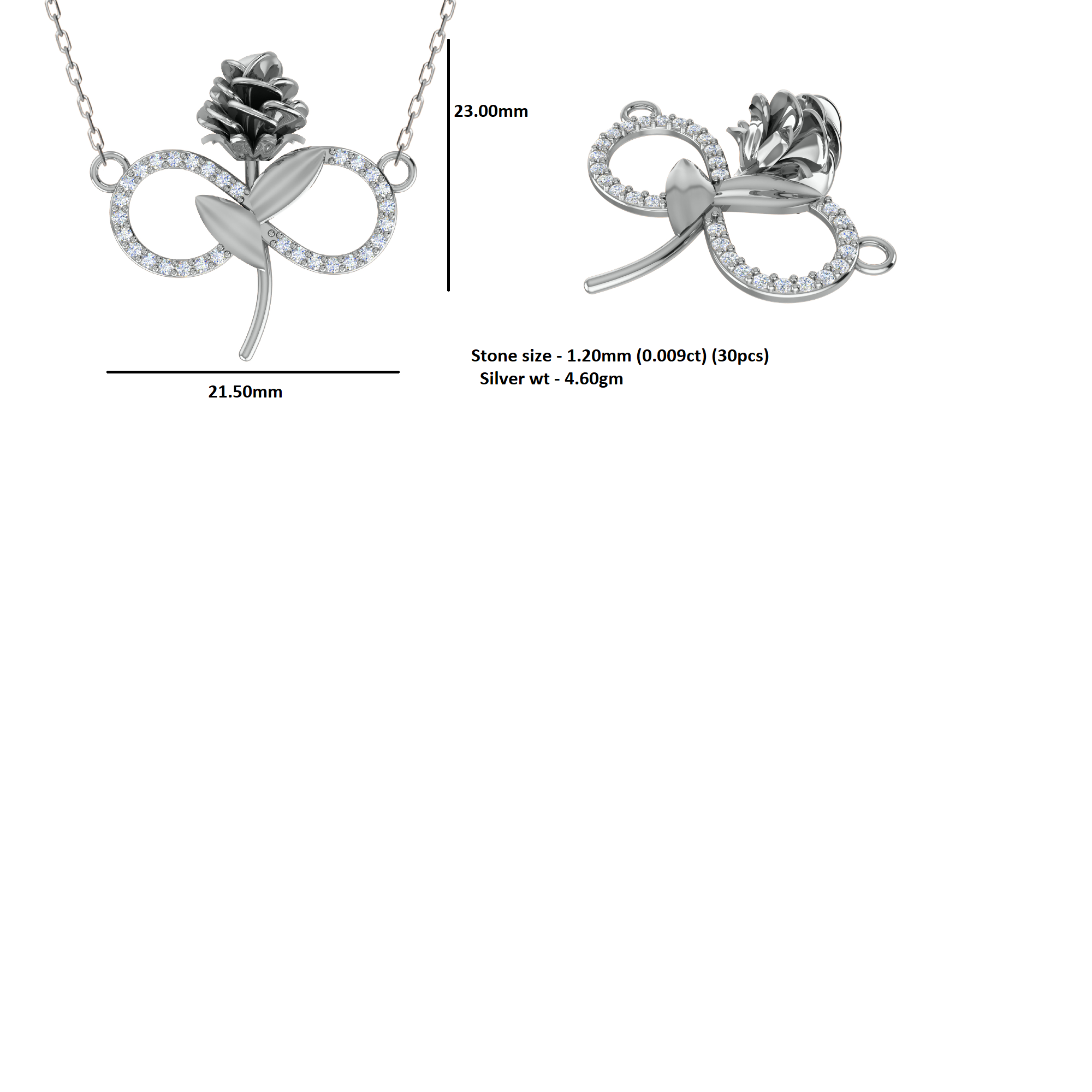 RKC 0,27 Karat Moissanit-Blumenanhänger, 925er Silberschmuck, 14 Karat Gelbgold vergoldet, Gewicht 4,60 g, Höhe 23,00 mm