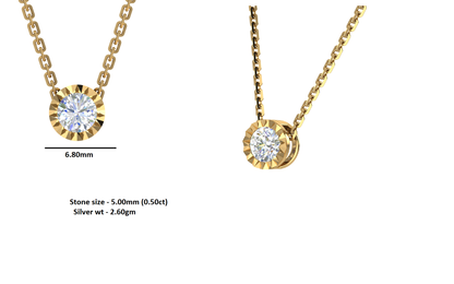 RKC 0,50 Karat Moissanit-Solitär-Anhänger, 925er Silberschmuck, 14 Karat Weißgold vergoldet, Gewicht 2,60 g