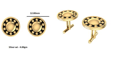 RKC 925 Sterling Silber Emaille-Manschettenknöpfe, 14 Karat Gelbgold vergoldet, Produktgewicht 4,00 g