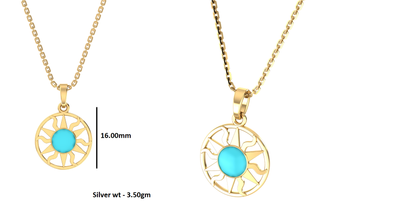 RKC Emaille-Sonnenanhänger, 925er Silberschmuck, 14 Karat Gelbgold vergoldet, Produktgewicht: 4,00 g, Höhe: 12,50 mm