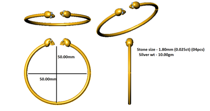 RKC 925 Sterling Silber 0,1 Karat Moissanit Damen-Totenkopf-Armreif, 14 Karat Roségold vergoldet, Gewicht 10,00 g, Höhe 50,00 mm