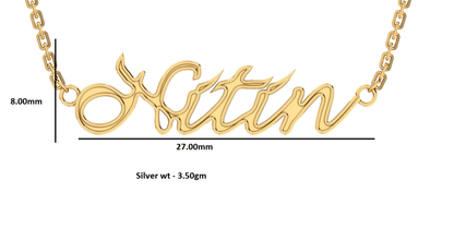 RKC personalisierte Namensanhänger-Halskette, 925er Silberschmuck, 14 Karat Rosévergoldung, Produktgewicht: 3,50 GM, Höhe: 8,00 mm