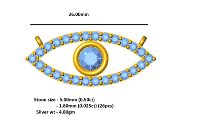 Ciondolo malocchio RKC Glamour da 1,15 ct, bianco 14 carati su argento, peso 4,80 g, larghezza 26,00 mm