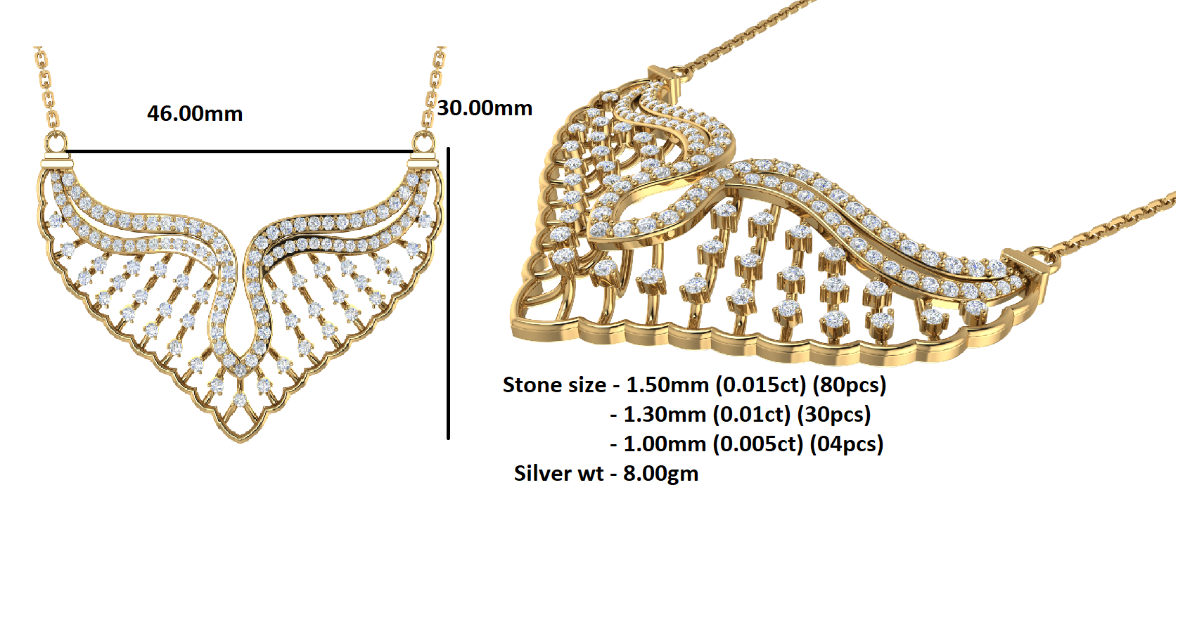 RKC 1,52 CT Moissanit Charmante Halskette 925 Silber 14k Roségold vergoldet Produktgewicht 8,00 GM Höhe 30,00 MM