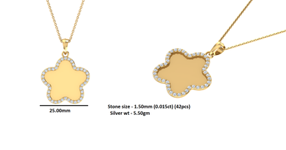 RKC 0.63 Ct Round Cut Real Moissanite Photo Memory Pendant 14k Yellow Gold Plated Weight 5.50 gm