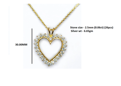 RKC schimmernder 1,56 Karat Moissanit-Charm, zeitloser Herz-Eleganz-Anhänger, 14-Karat-Gelbgold-Finish, Gewicht 6,65 g, Höhe 30,00 mm