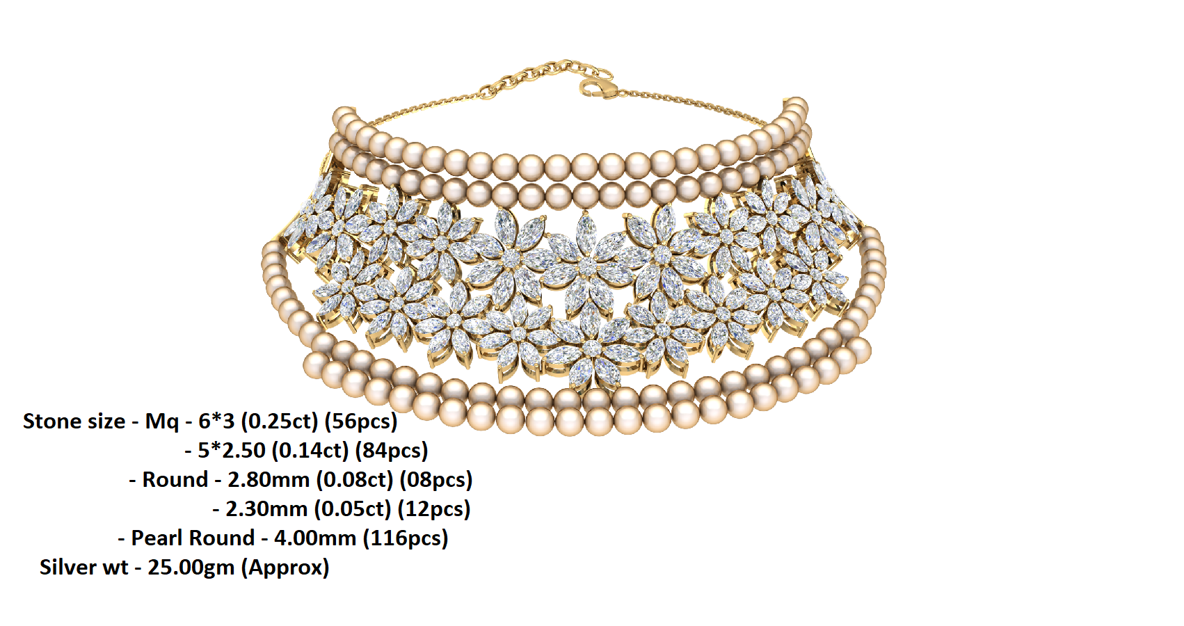 Collana affascinante con moissanite RKC 27,00 CT Argento 925 placcato oro giallo 14k Peso del prodotto 25,00 GM
