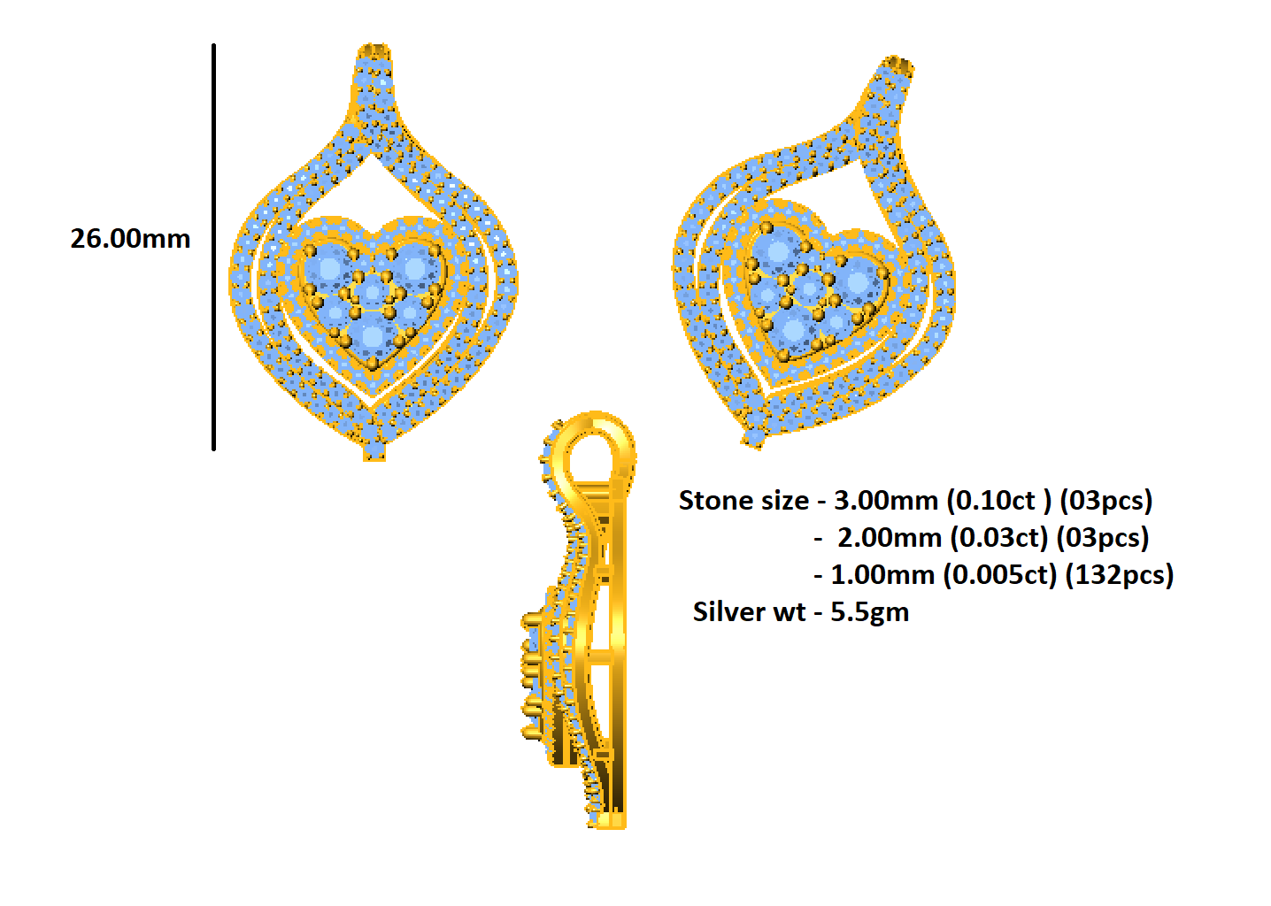 Ciondolo a forma di cuore in moissanite da 1,05 ct con dichiarazione scintillante in argento 925 placcato in oro bianco 14 carati peso 5,5 g, altezza 26 mm