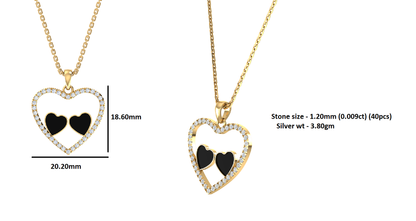 Ciondolo smaltato a cuore in moissanite da 0,36 ct RKC, argento 925, placcato oro rosa 14 carati, peso 3,80 GM, altezza 18,60 mm