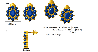 RKC 925 Sterling Silber Ohrstecker Halo Damen Ohrring 14k Gelb über Produktgewicht 5,20 GM Höhe 17,00 MM