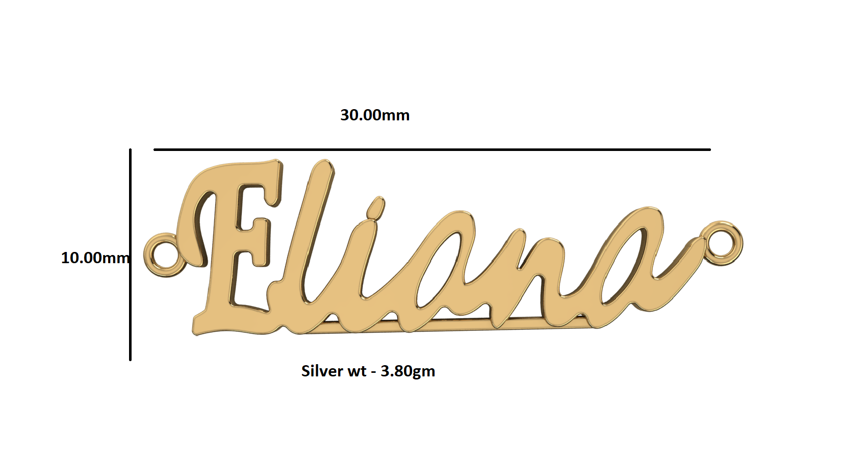 RKC Unisex-Halskette mit Namensanhänger, 925er Silber, Schmuck, 14 Karat Gelbgold vergoldet, Produktgewicht: 3,80 GM, Höhe: 10,00 mm
