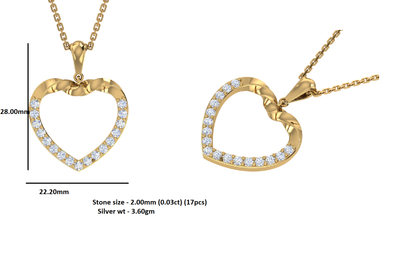 Ciondolo a forma di cuore in moissanite da 0,51 ct RKC, gioielli in argento 925 placcati in oro bianco 14 carati, peso 3,60 g, altezza 28 mm.
