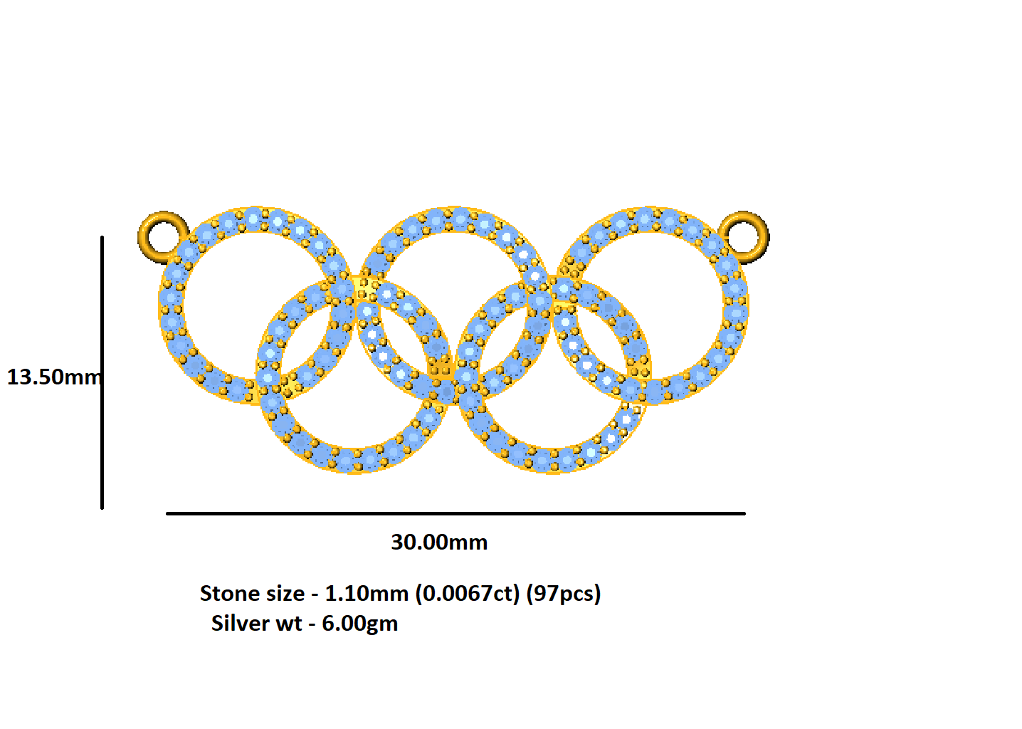 RKC 925 Sterling Silber minimalistischer Moissanit-Charm-Anhänger mit 0,64 ct., 14-karätiges zweifarbiges Gold-Finish, Gewicht 6,00 g, Höhe 13,50 mm